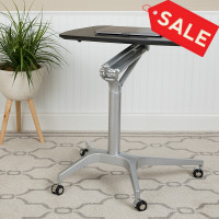 Flash Furniture NAN-IP-10-BK-GG Mobile Sit-Down, Stand-Up Black Computer Ergonomic Desk with 28.25
